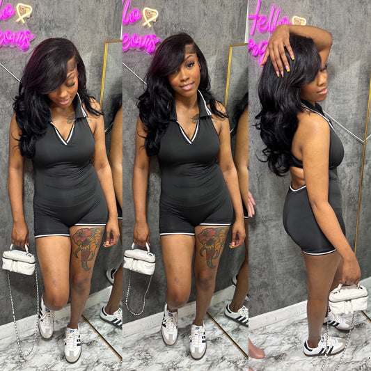 Black Varsity Vixen Romper