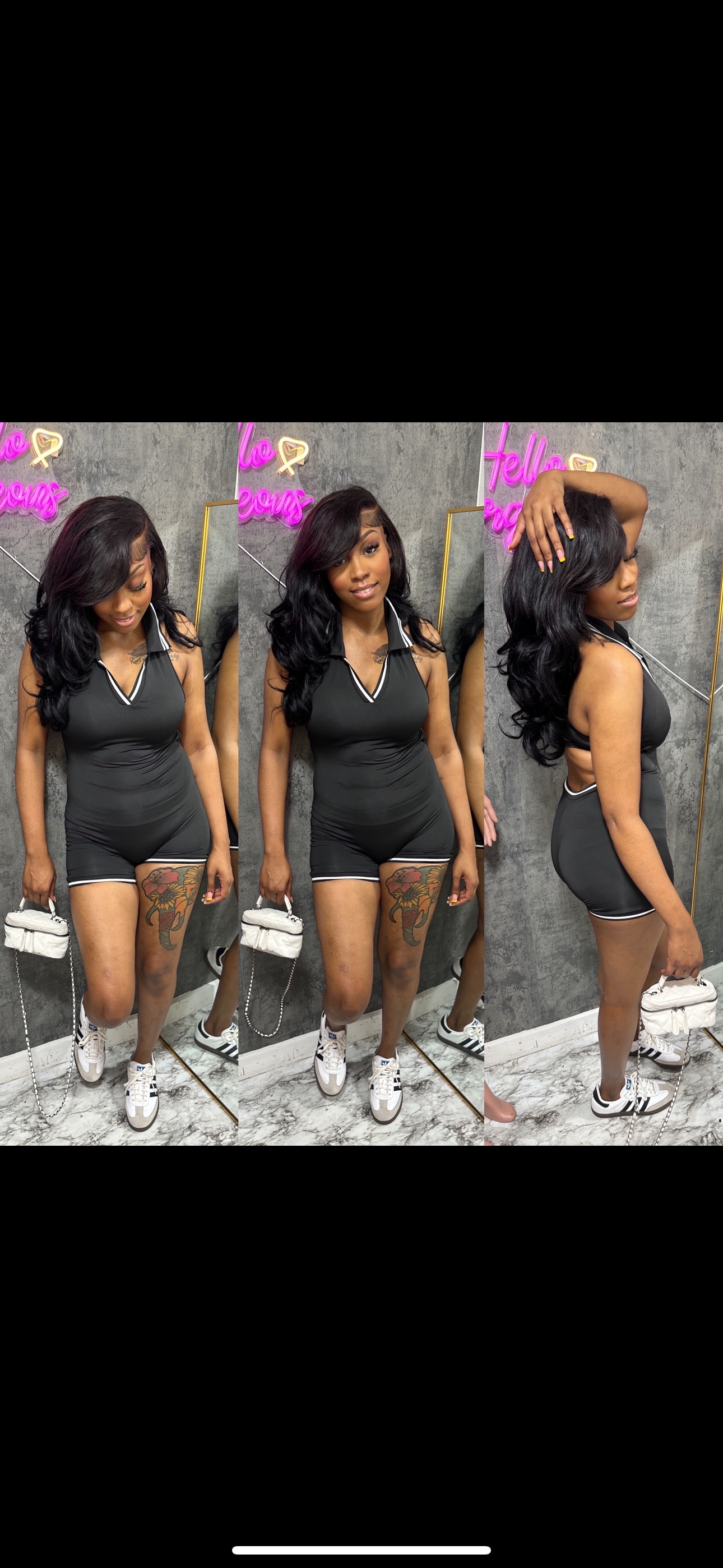 Black Varsity Vixen Romper