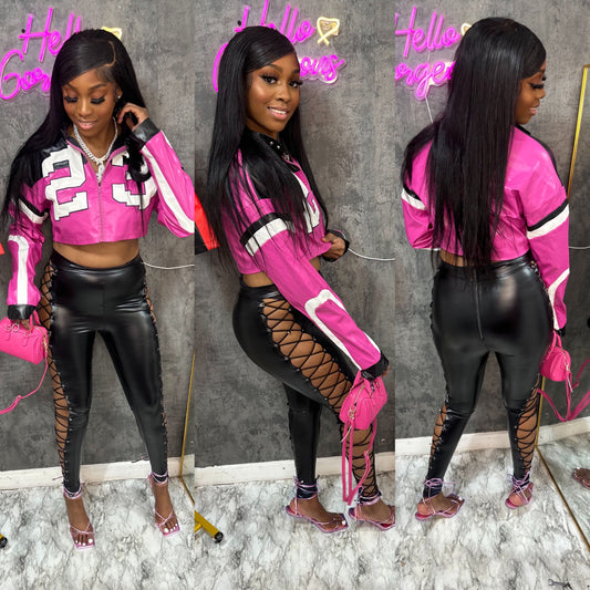 Leather Lace up Pants