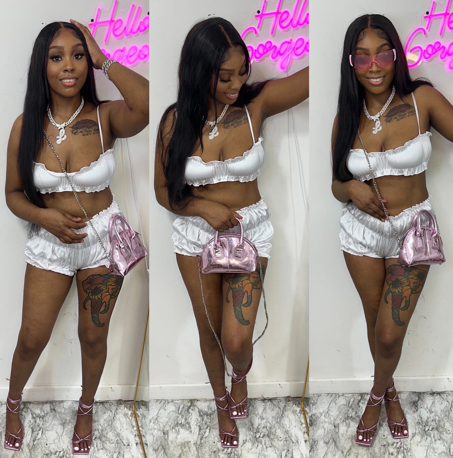 White Dainty Short Set