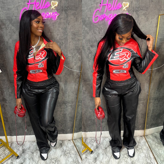 Sexy Red Leather Jacket